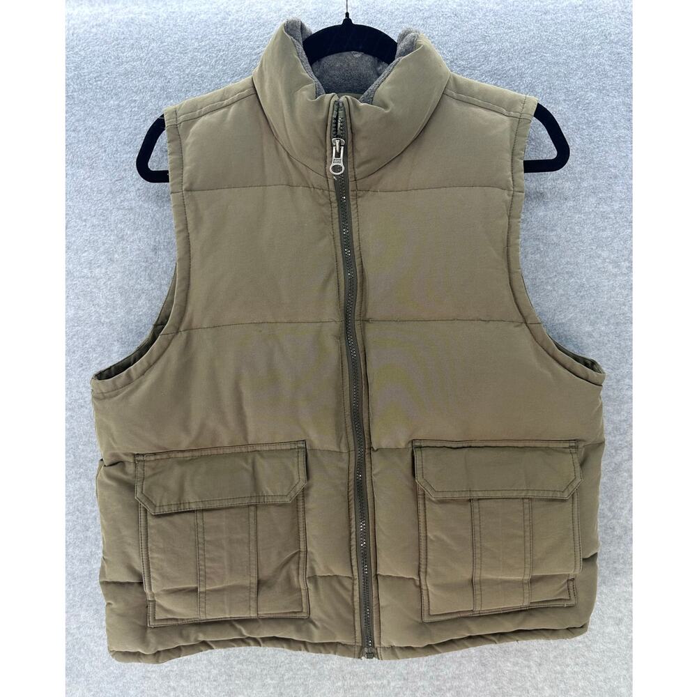 VTG Abercrombie & Fitch Men's L Olive Green Military Down Puffer Utility Y2K 90s